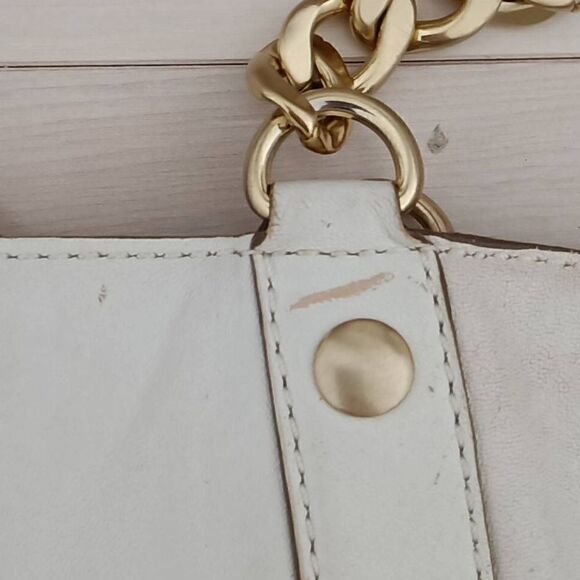 Michael Kors Women's Chain Leather Strap Shoulder Bag White - Picture 7 of 7